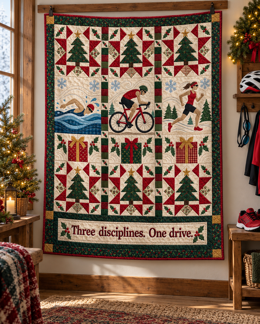 Three Ways to Christmas Quilt Blanket - hanging mockup