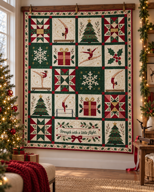 Holiday Flight Quilt Blanket - hanging mockup