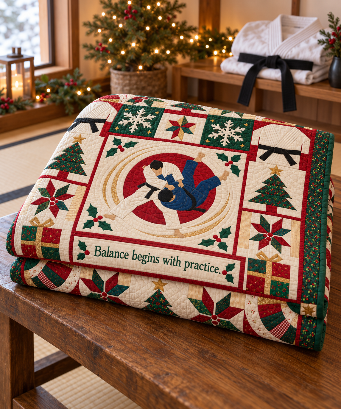 Season of Balance Quilt Blanket - folded mockup