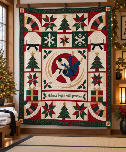 Season of Balance Quilt Blanket - hanging mockup