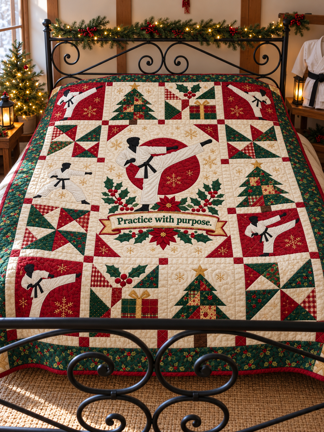 Christmas with Purpose Quilt Blanket - bed mockup