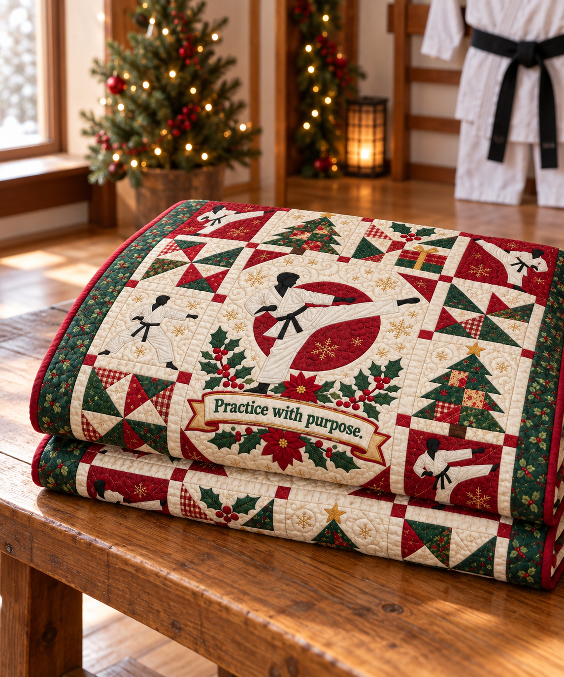 Christmas with Purpose Quilt Blanket - folded mockup