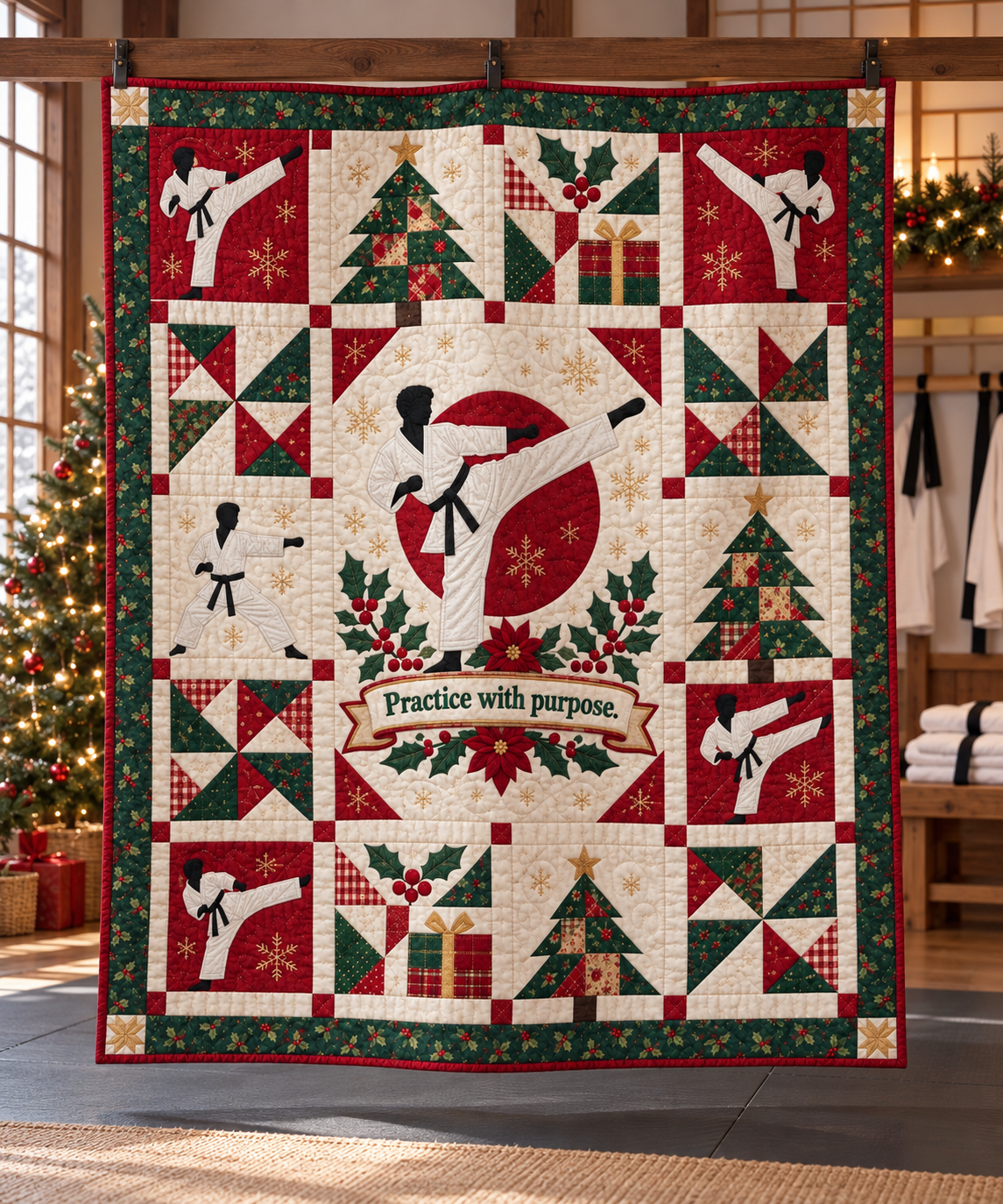 Christmas with Purpose Quilt Blanket - hanging mockup