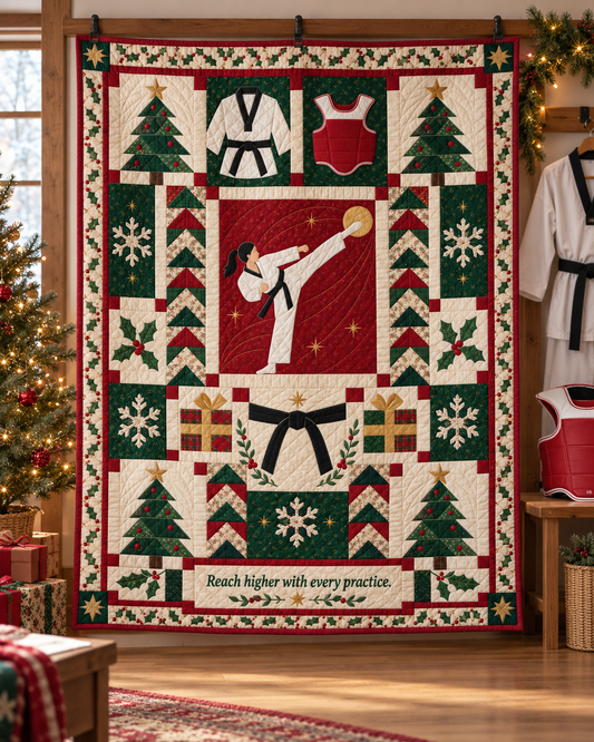 Reach for the Christmas Star Quilt Blanket - hanging mockup