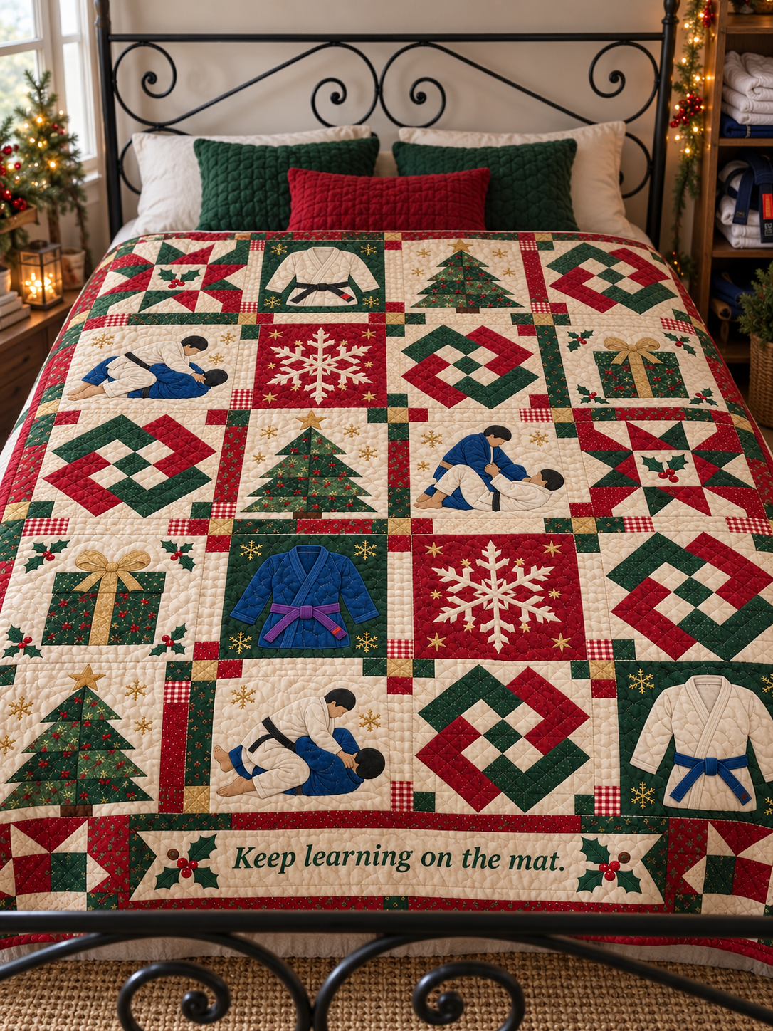 Holiday Mat Partners Quilt Blanket - bed mockup