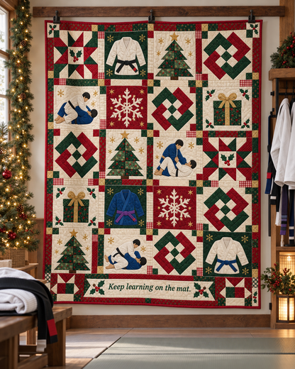 Holiday Mat Partners Quilt Blanket - hanging mockup
