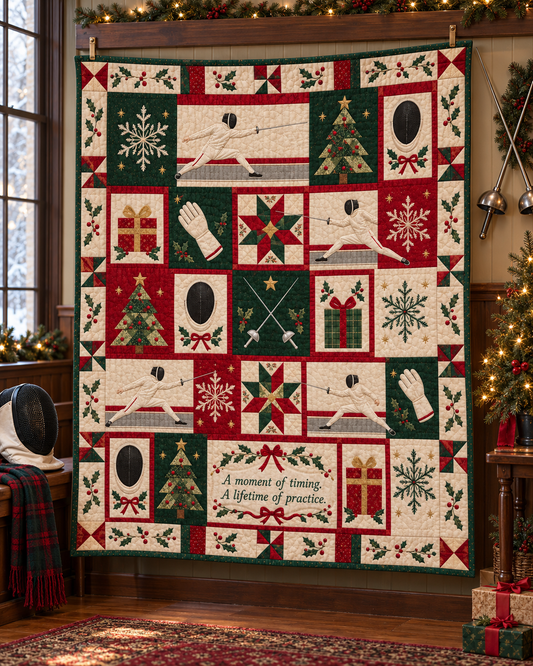 Yuletide Lunge Quilt Blanket - hanging mockup