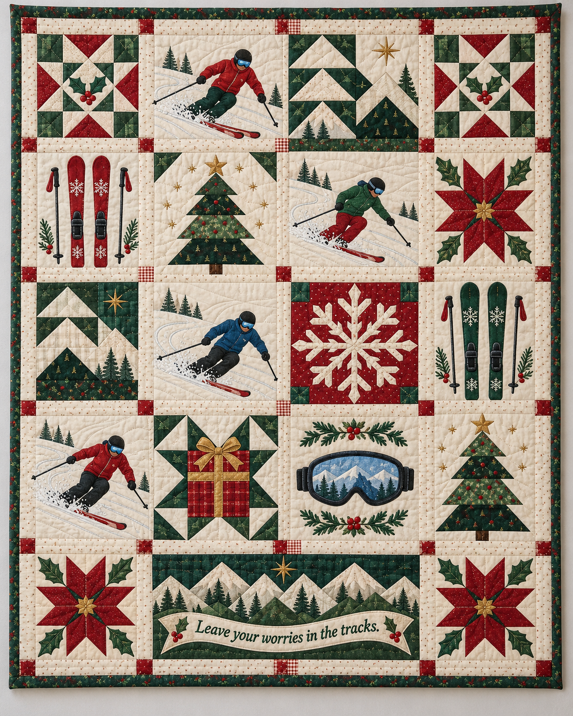 Snowbound Slalom Quilt Blanket - design