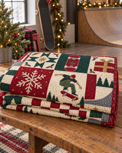 Christmas at the Halfpipe Quilt Blanket - folded mockup