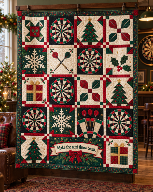 Yuletide Treble Quilt Blanket - hanging mockup