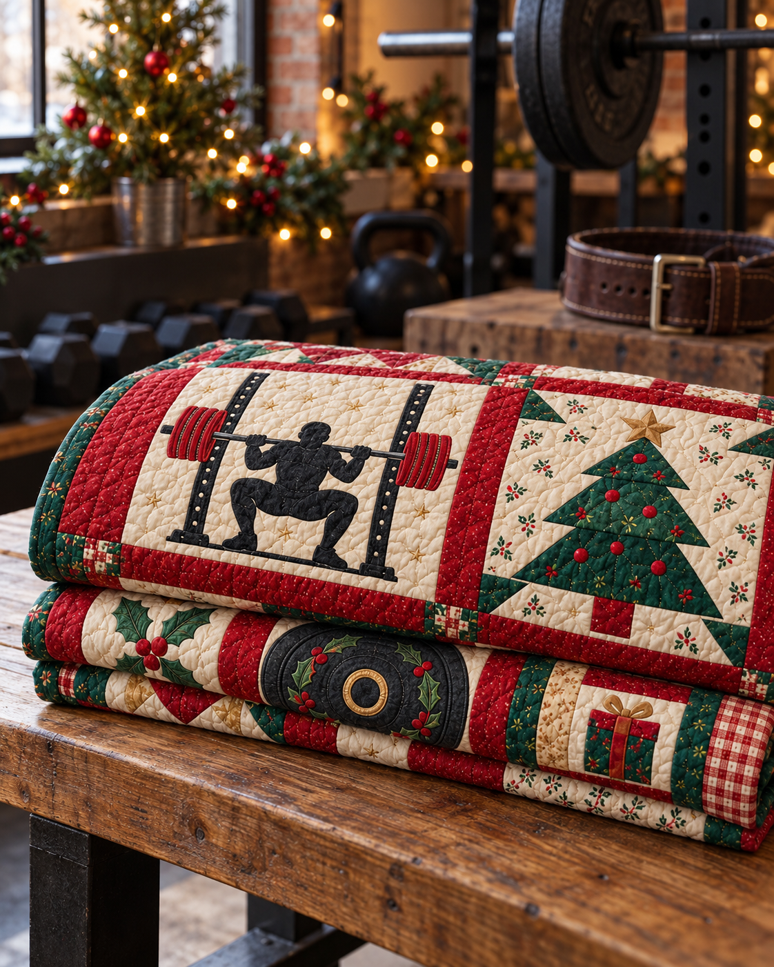 Season of Strength Quilt Blanket - folded mockup