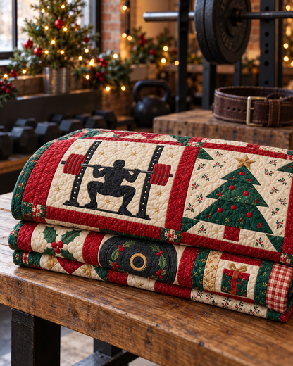 Season of Strength Quilt Blanket - folded mockup