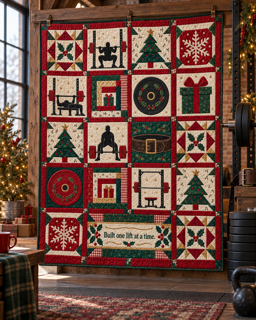 Season of Strength Quilt Blanket - hanging mockup
