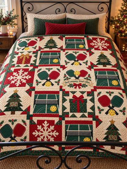 Merry Little Rally Quilt Blanket - bed mockup