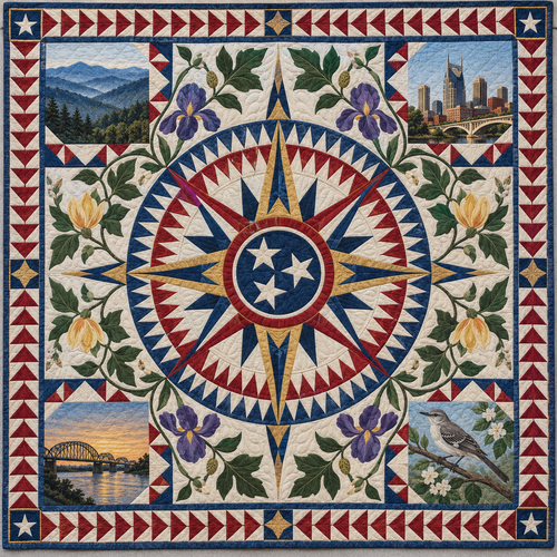 Tennessee Radiant Compass TD181026817 Quilt Blanket