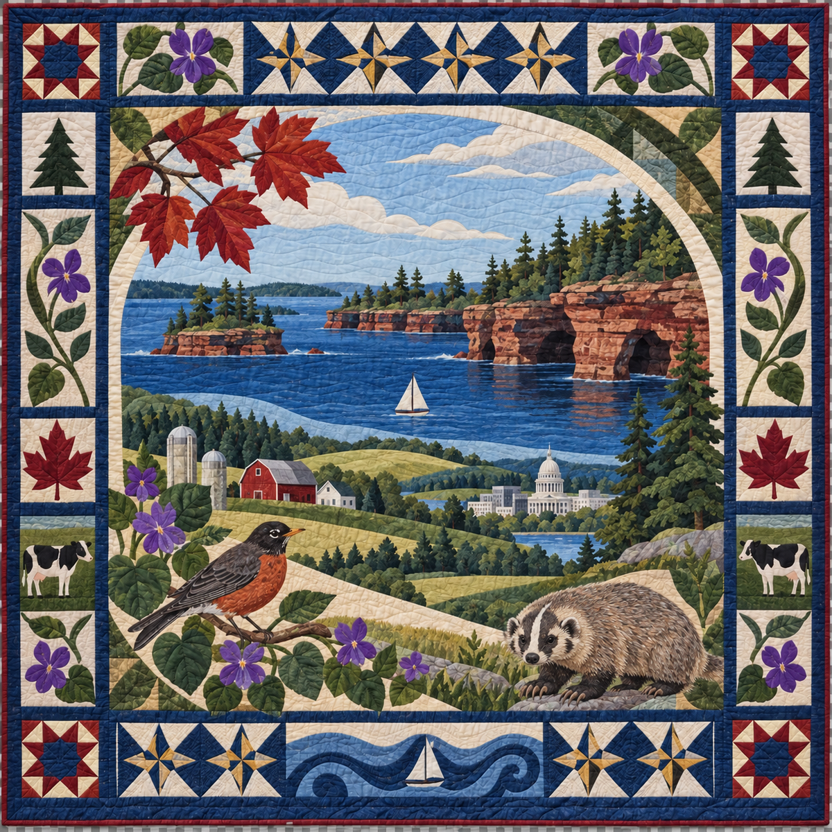 Wisconsin Landscape Tapestry TD181026871 Quilt Blanket