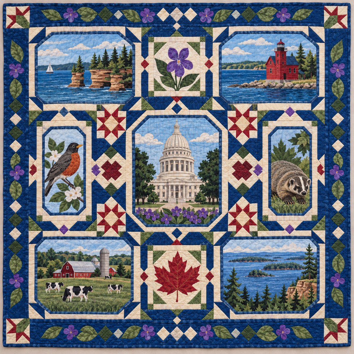 Wisconsin Landmark Windows TD181026873 Quilt Blanket
