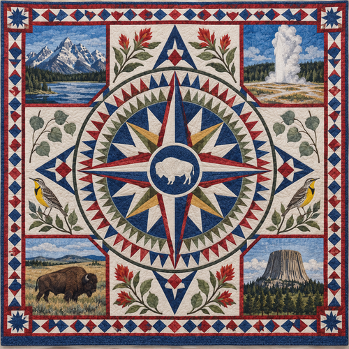 Wyoming Radiant Compass TD181026897 Quilt Blanket
