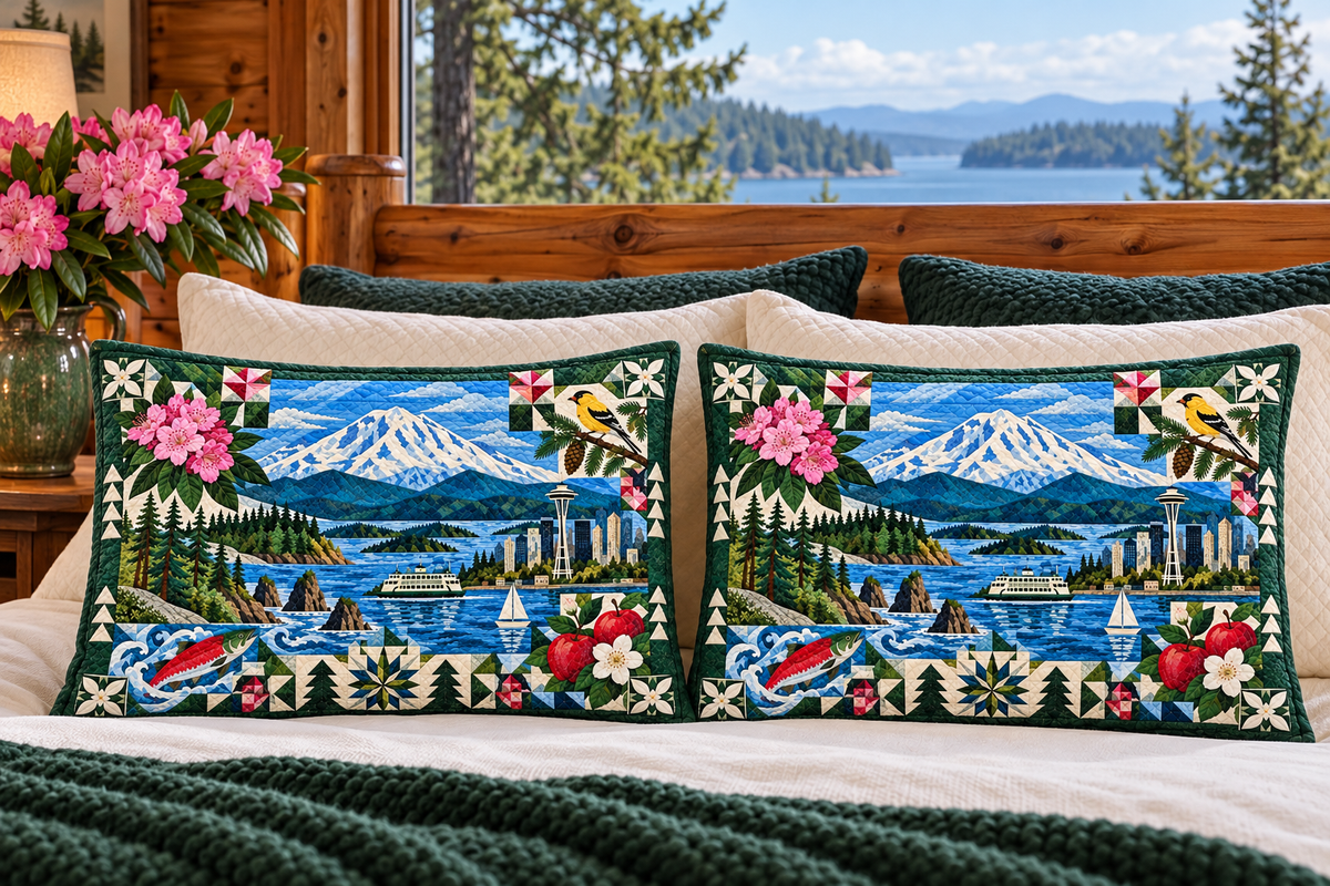 Washington Evergreen Sound Panorama bed mockup