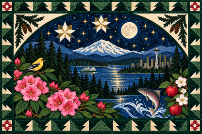 Washington Moonlit Rainier Garden pillow cover design