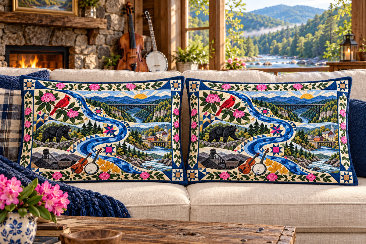 West Virginia Appalachian River Melody couch mockup