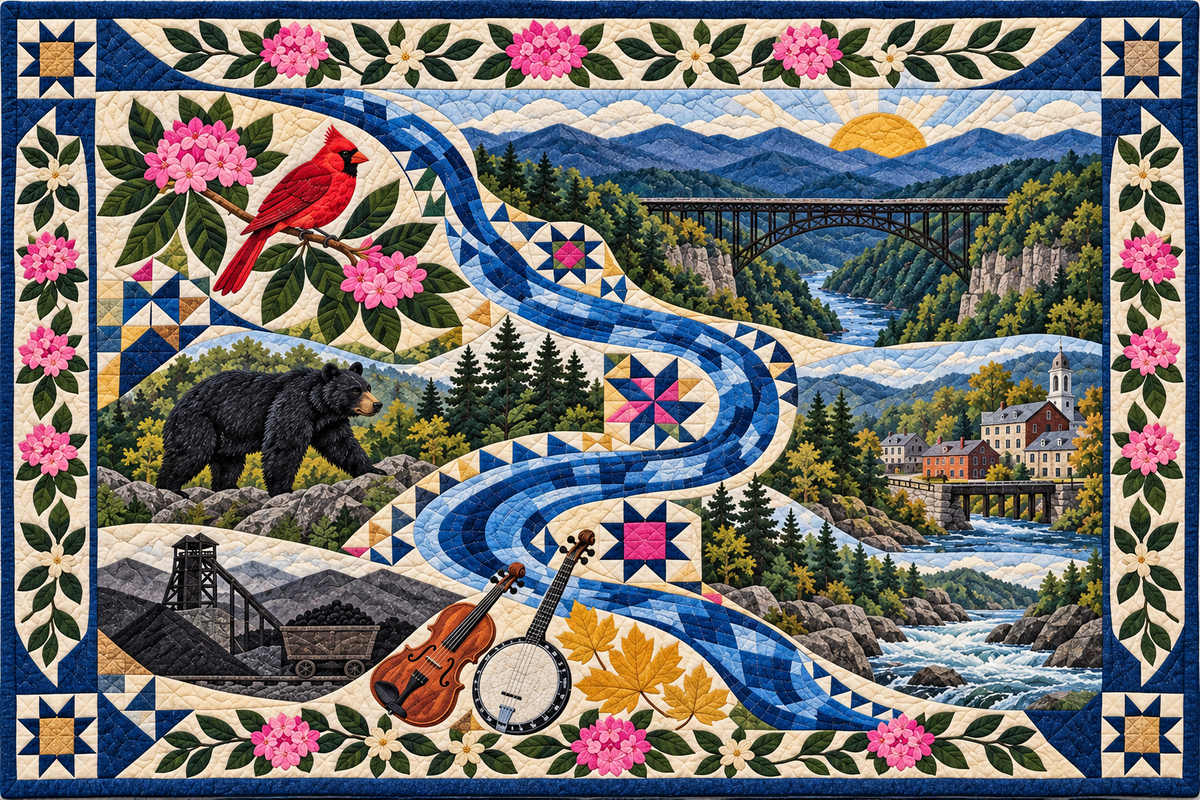 West Virginia Appalachian River Melody pillow cover design