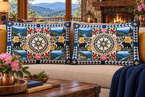 West Virginia Mountain Compass and Cardinals couch mockup