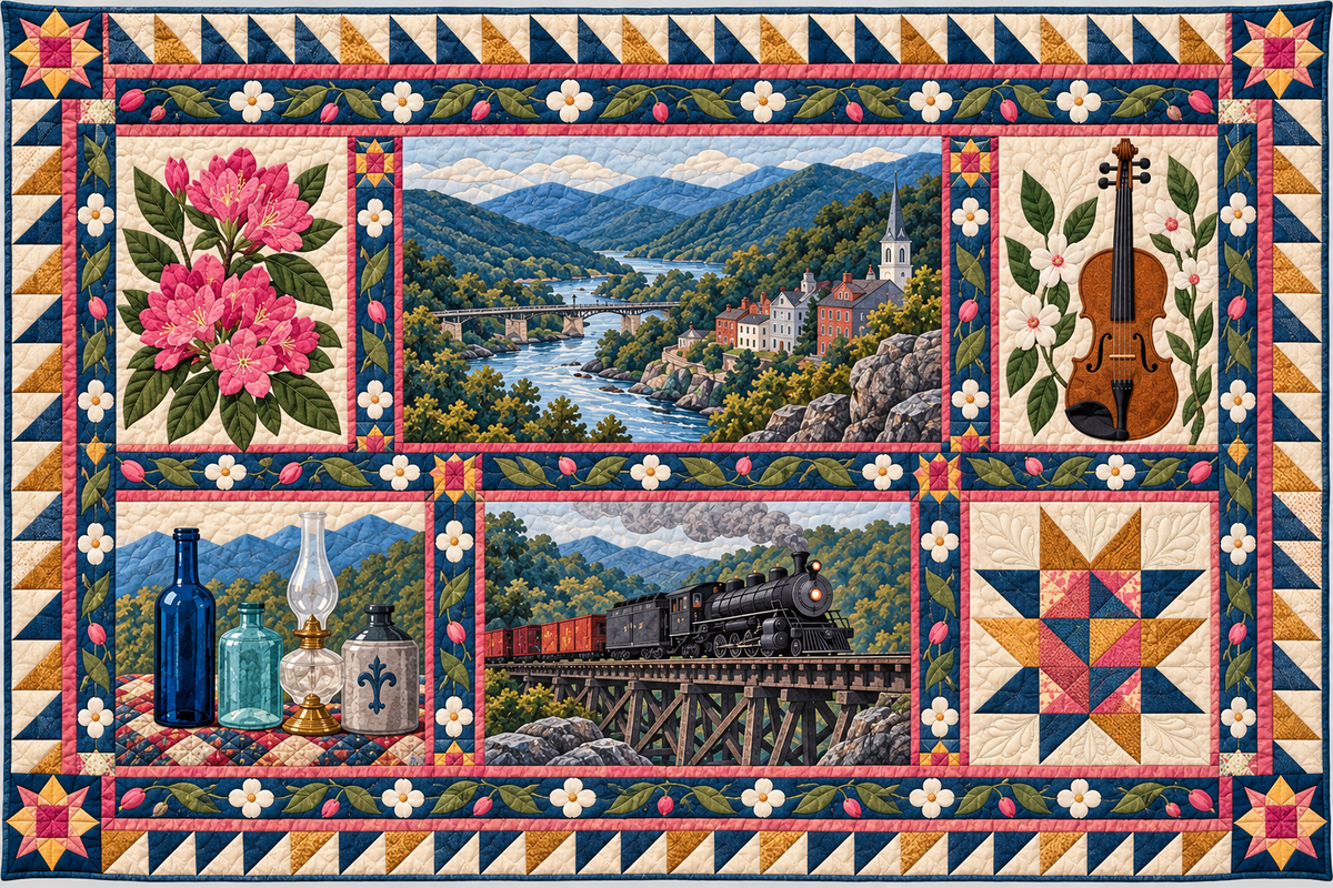 West Virginia Mountain Craft Heirloom pillow cover design