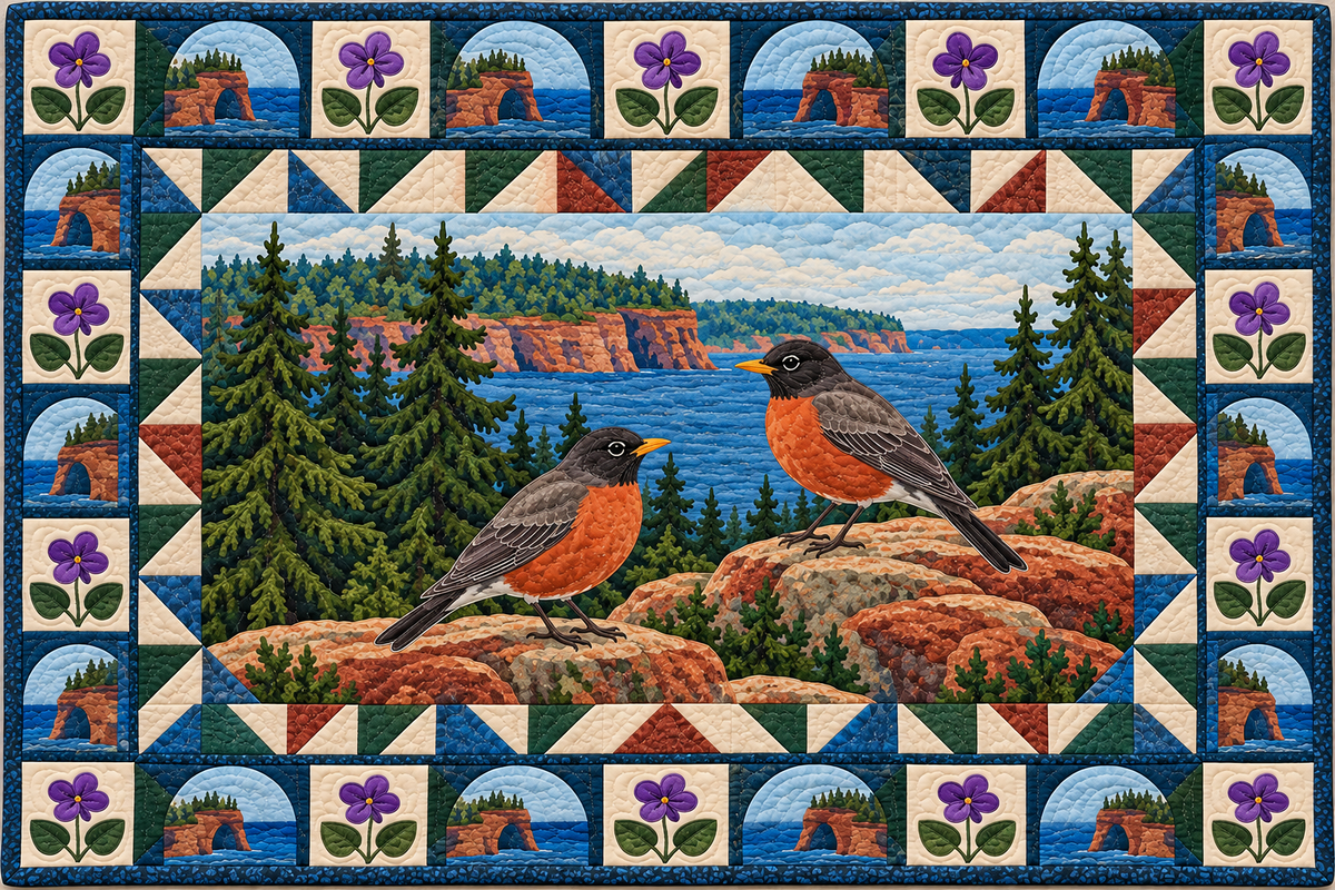 Wisconsin Superior Shore Robin Duet pillow cover design