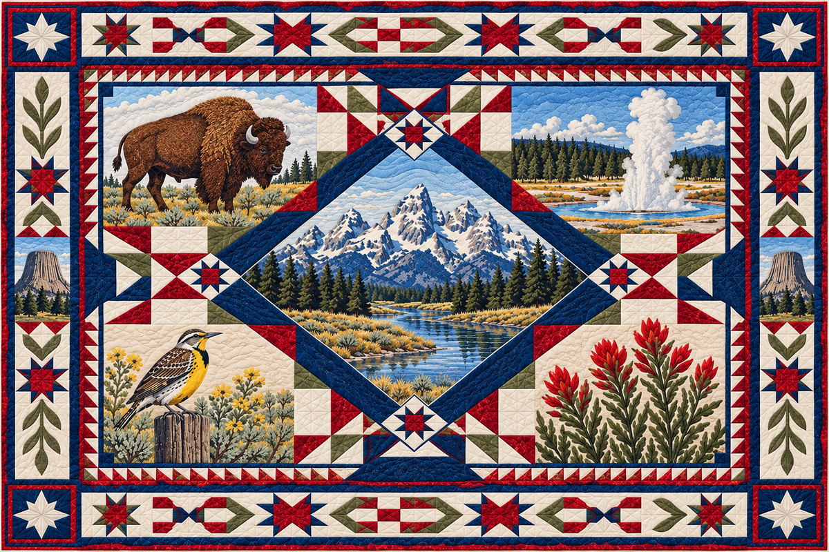 Wyoming Teton Diamond Celebration pillow cover design