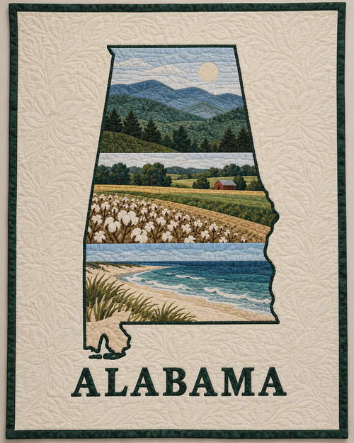 Alabama State Silhouette quilt blanket design