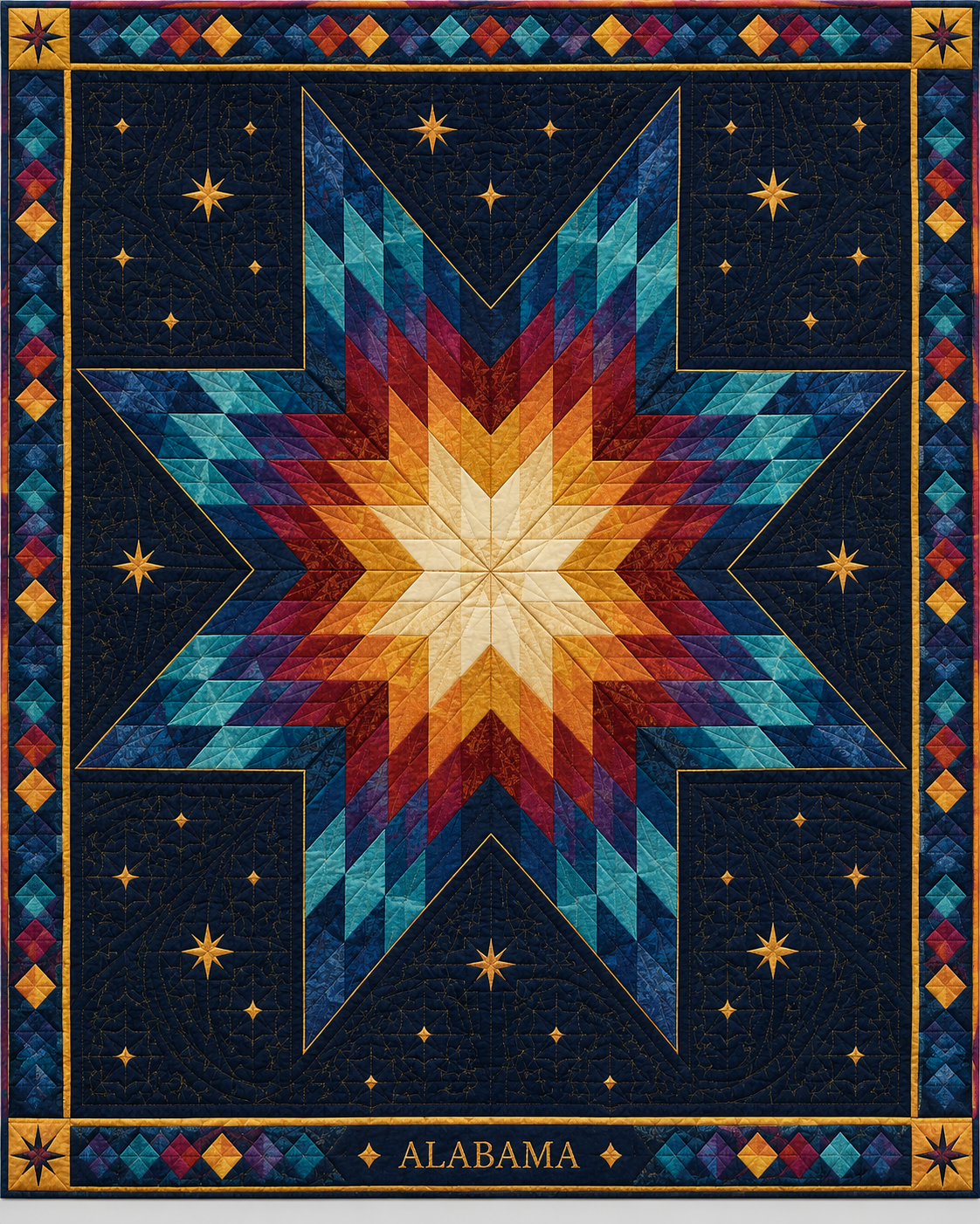 Alabama Night Stars quilt blanket design