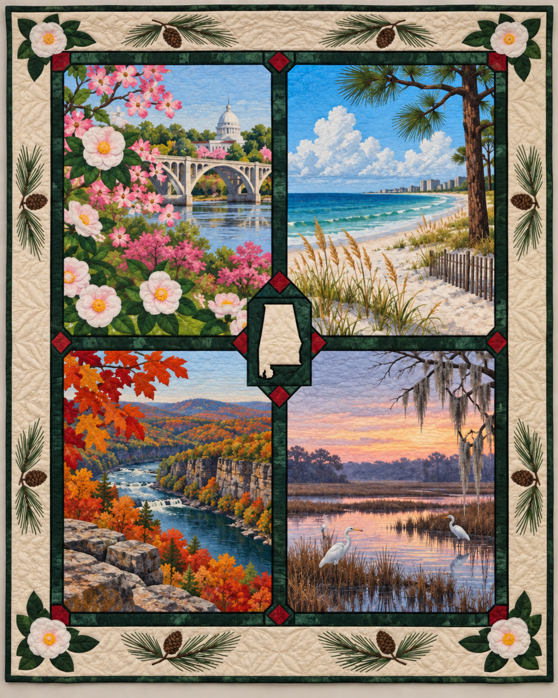 Alabama Seasonal Windows quilt blanket design