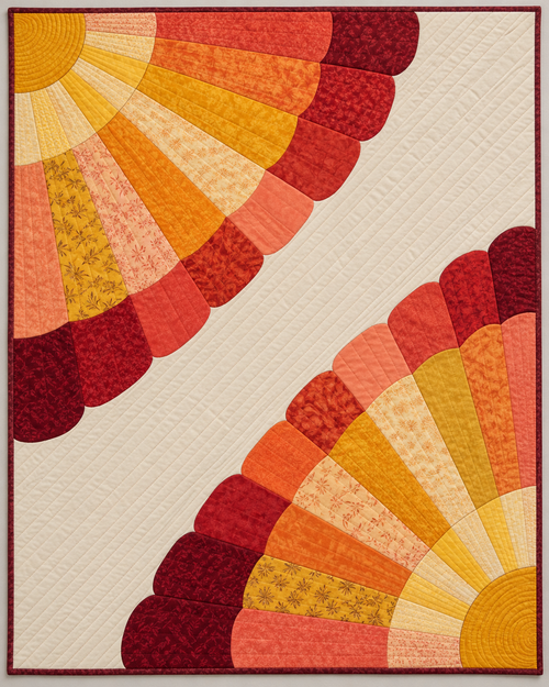 Alabama Sunrise Fans quilt blanket design