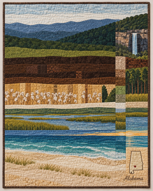 Alabama Landscape Strata quilt blanket design