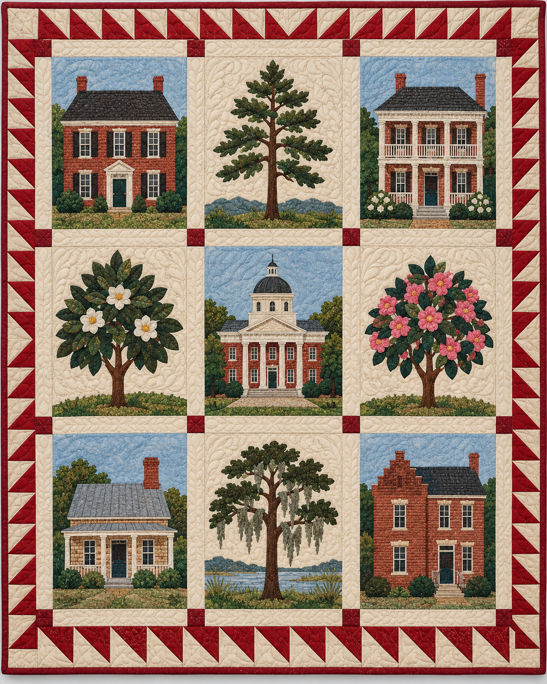 Alabama Town Houses quilt blanket design