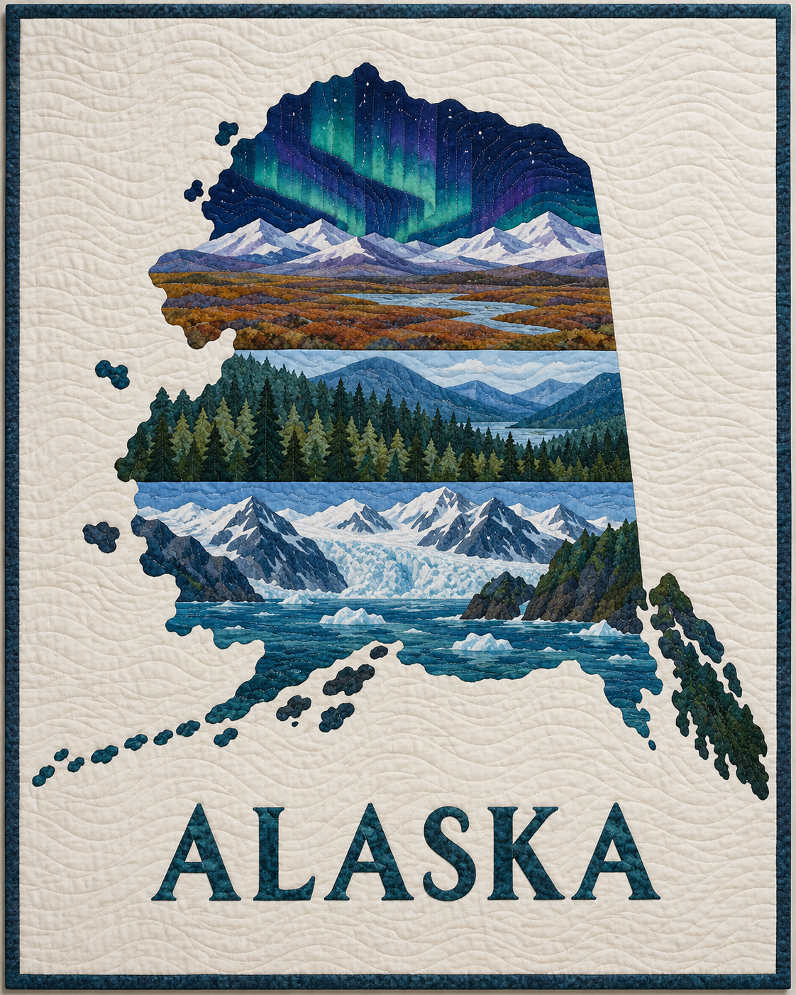 Alaska State Silhouette quilt blanket design