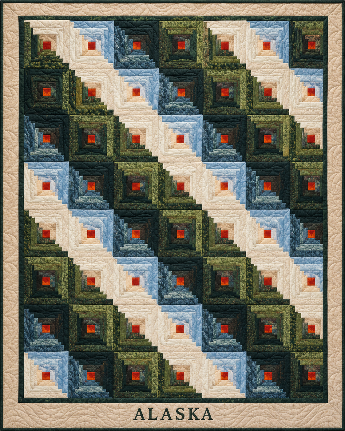 Alaska Cabin Light quilt blanket design