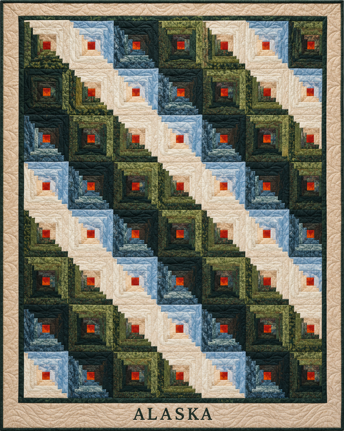 Alaska Cabin Light quilt blanket design