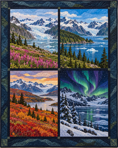 Alaska Seasonal Windows quilt blanket design