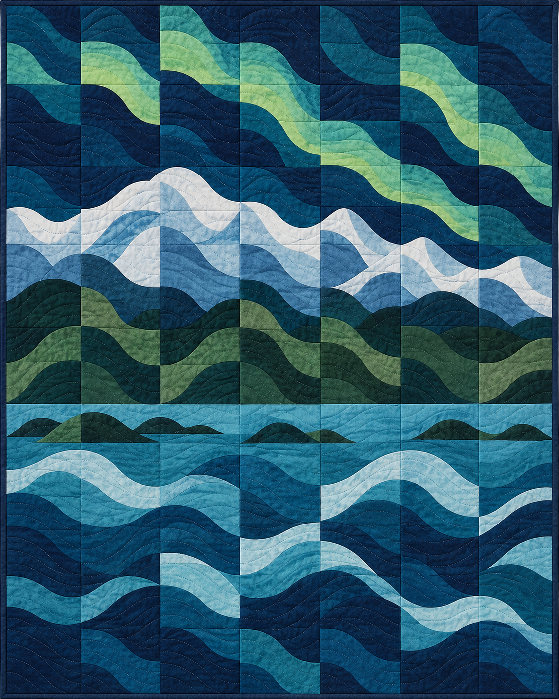 Alaska Rolling Curves quilt blanket design
