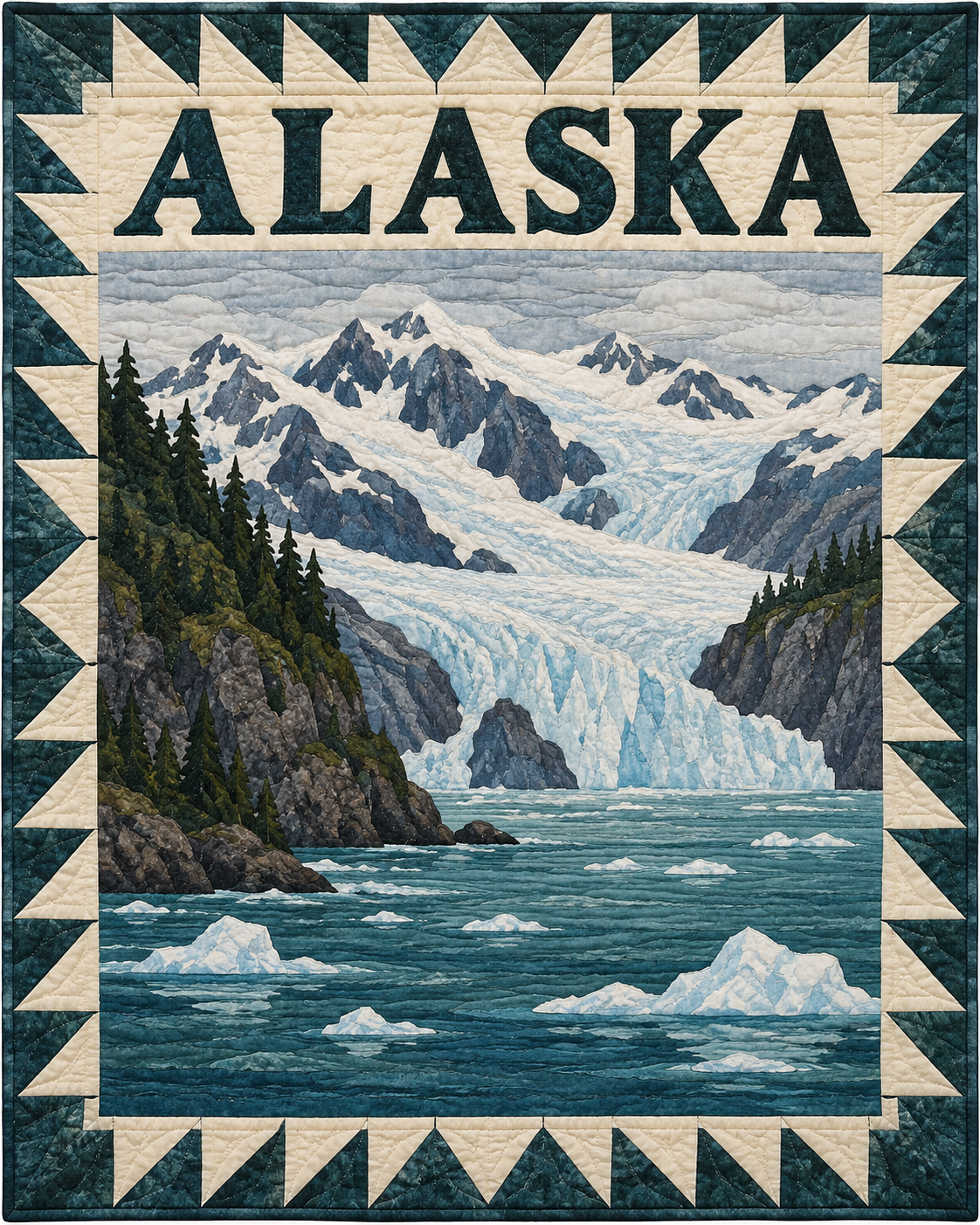 Alaska Scenic Postcard quilt blanket design