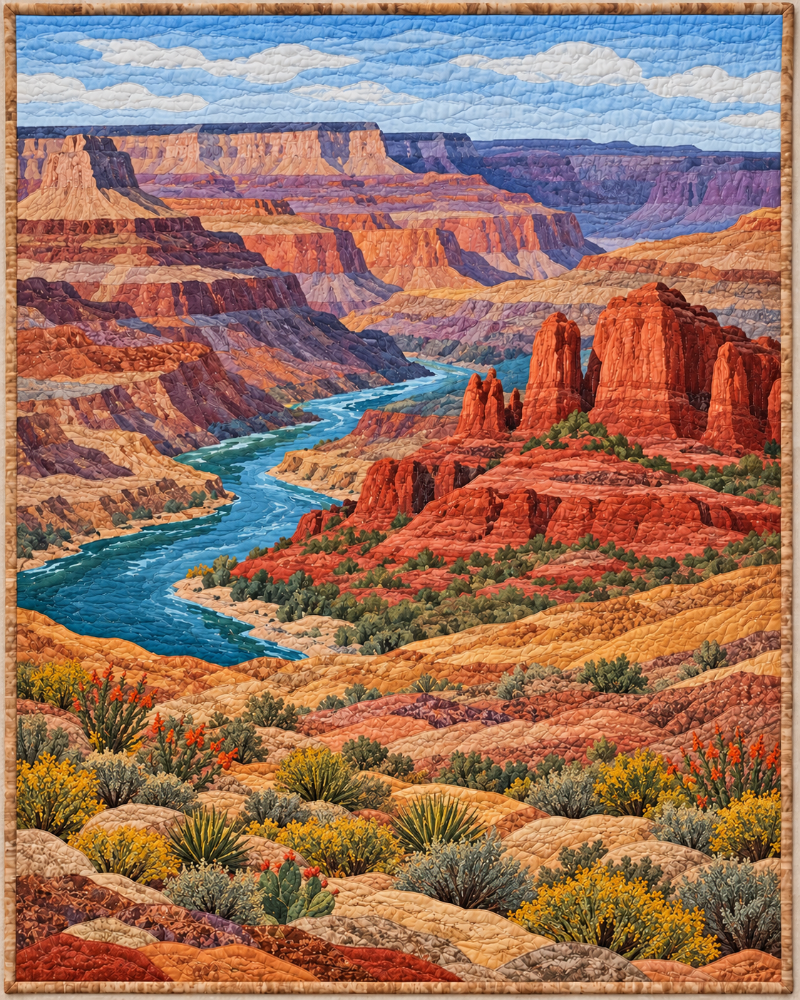 Arizona River Landscape quilt blanket design