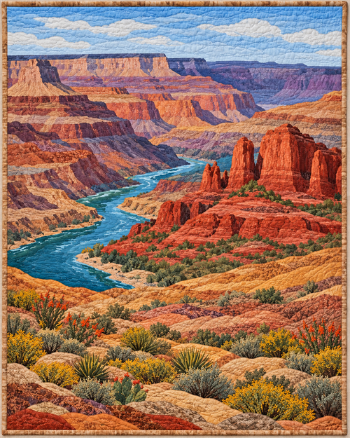 Arizona River Landscape quilt blanket design