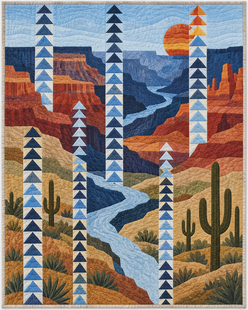 Arizona Waterway Geese quilt blanket design