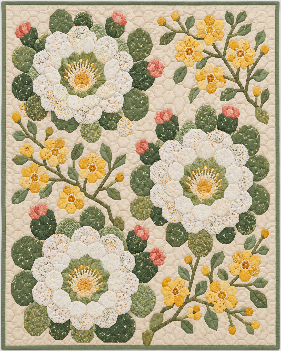 Arizona Garden Hexagons quilt blanket design