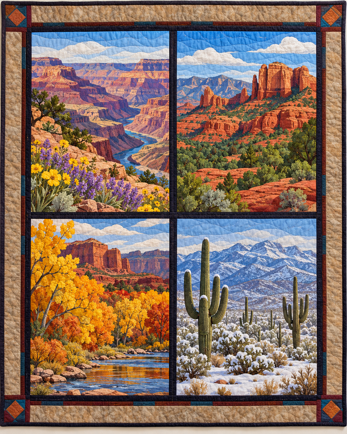 Arizona Seasonal Windows quilt blanket design