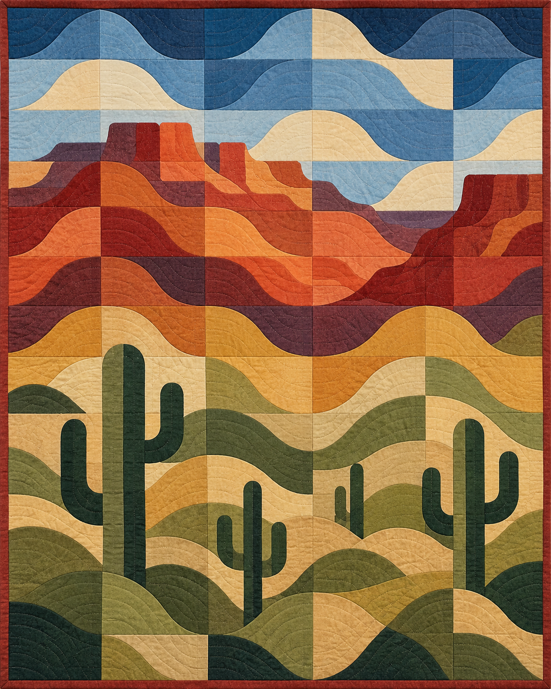 Arizona Rolling Curves quilt blanket design