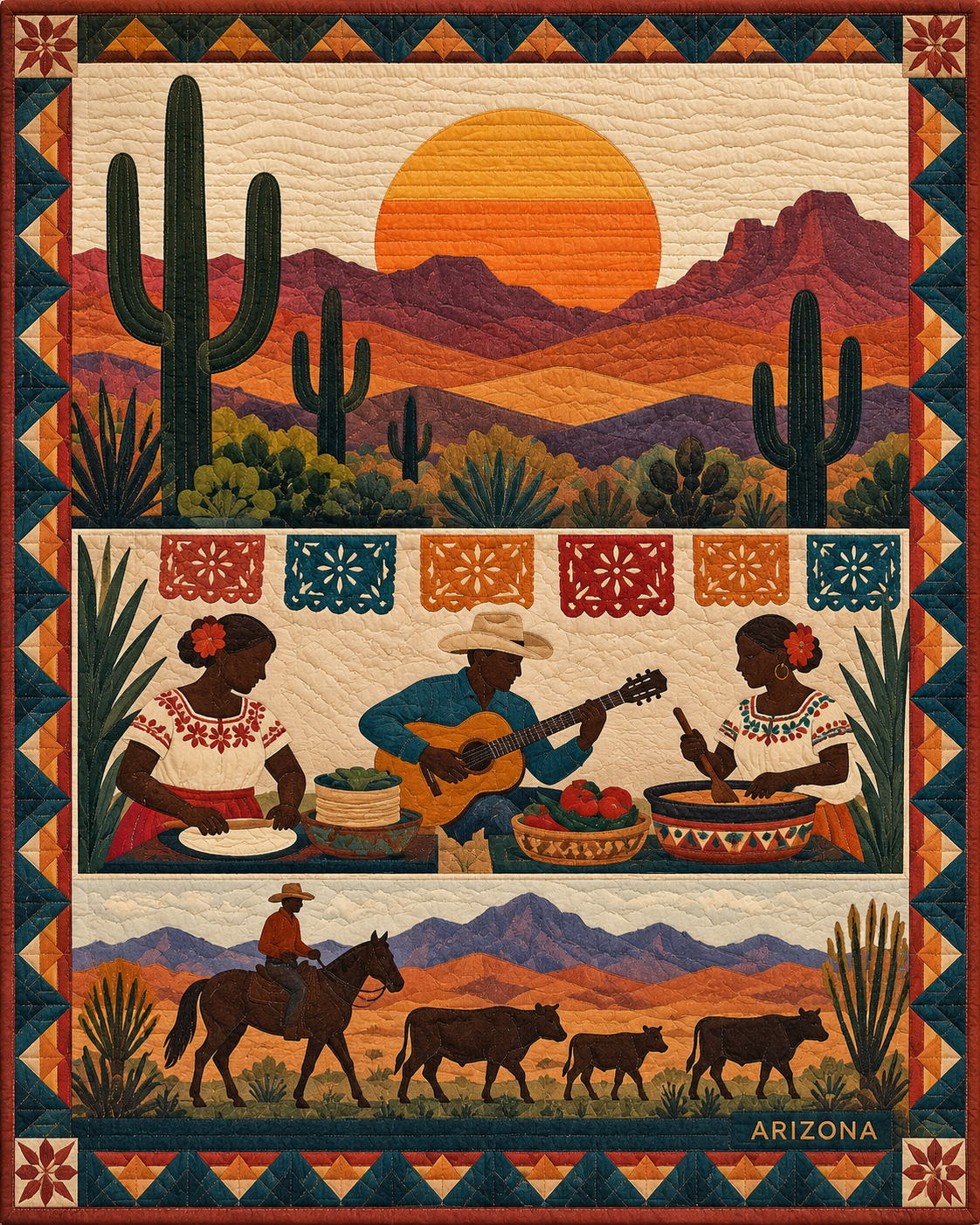 Arizona Music and Gathering quilt blanket design