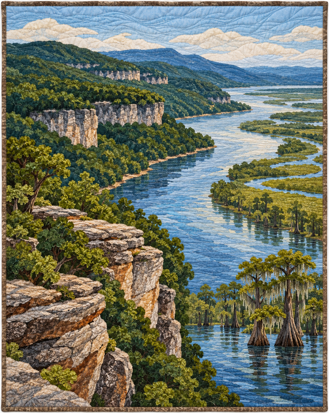 Arkansas River Landscape quilt blanket design